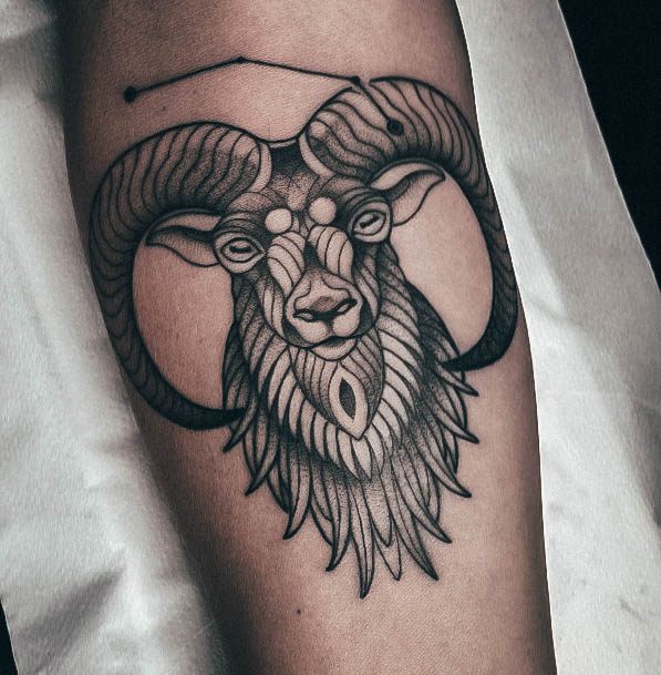 Stellar Body Art Tattoo For Girls Aries