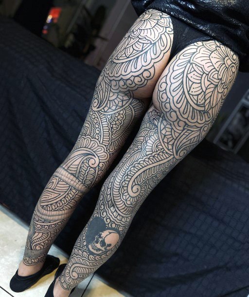 Stellar Body Art Tattoo For Girls Black Ink