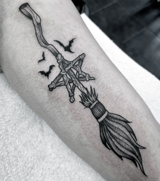 Stellar Body Art Tattoo For Girls Broomstick