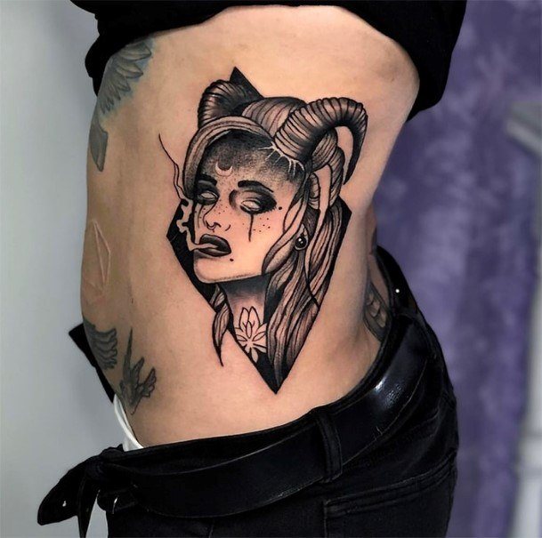 Stellar Body Art Tattoo For Girls Capricorn