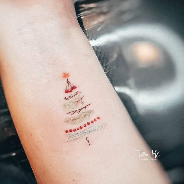 Stellar Body Art Tattoo For Girls Christmas Tree