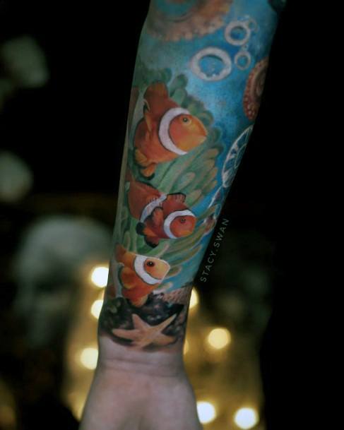 Stellar Body Art Tattoo For Girls Clown Fish