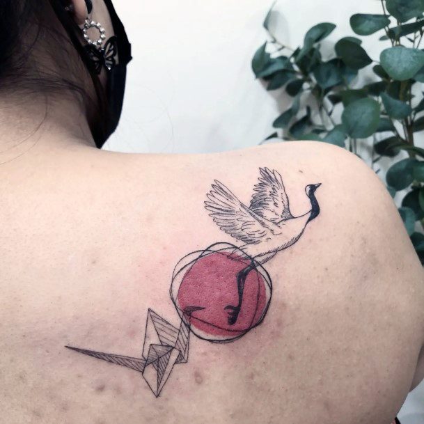 Stellar Body Art Tattoo For Girls Crane