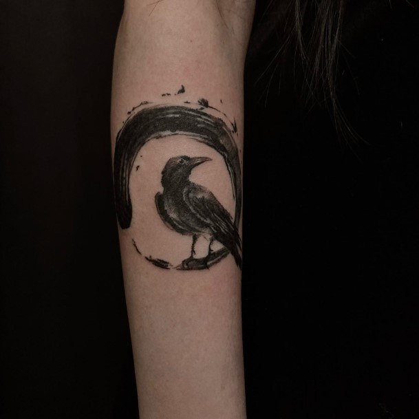 Stellar Body Art Tattoo For Girls Crow