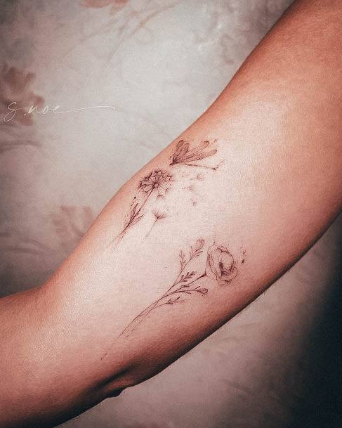 Stellar Body Art Tattoo For Girls Dandelion