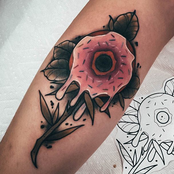 Stellar Body Art Tattoo For Girls Donut