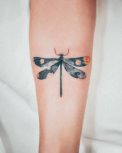 Stellar Body Art Tattoo For Girls Dragonfly