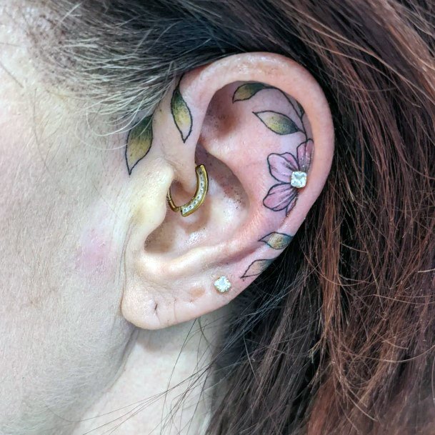 Stellar Body Art Tattoo For Girls Ear