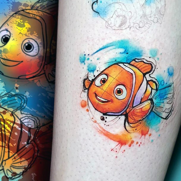 Stellar Body Art Tattoo For Girls Finding Nemo