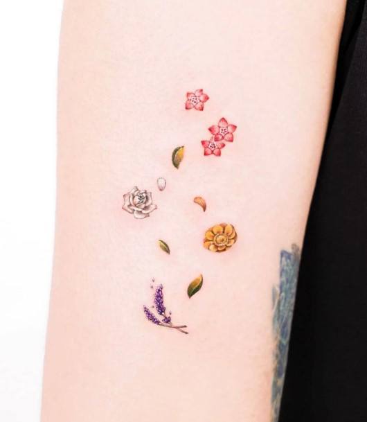 Stellar Body Art Tattoo For Girls Flower Petal