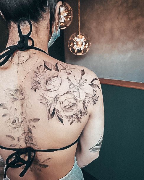 Stellar Body Art Tattoo For Girls Flower Shoulder