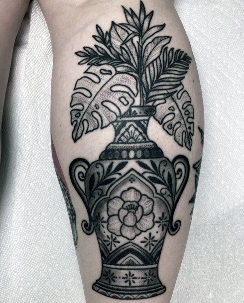 Stellar Body Art Tattoo For Girls Flower Vase