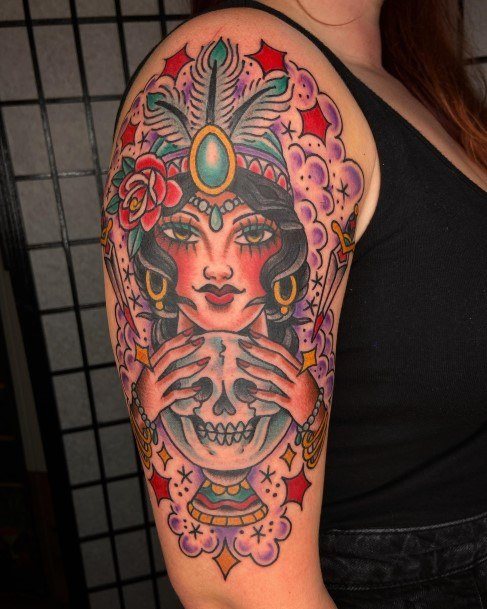 Stellar Body Art Tattoo For Girls Fortune Teller