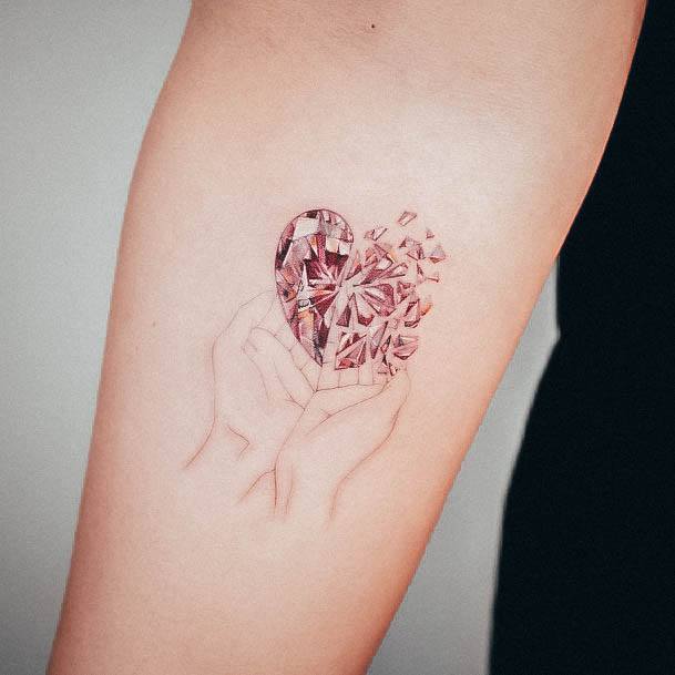 Stellar Body Art Tattoo For Girls Gem Broken Shattered Diamond