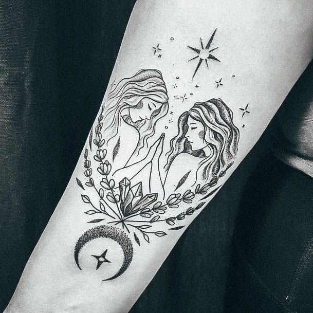 Stellar Body Art Tattoo For Girls Gemini