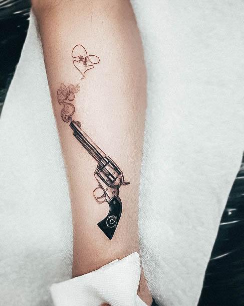 Stellar Body Art Tattoo For Girls Gun