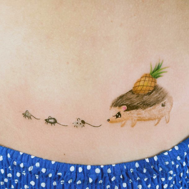 Stellar Body Art Tattoo For Girls Hedgehog