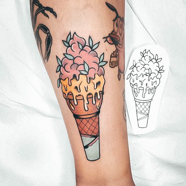 Stellar Body Art Tattoo For Girls Ice Cream