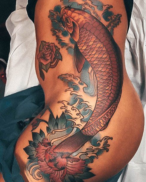 Stellar Body Art Tattoo For Girls Koi Fish