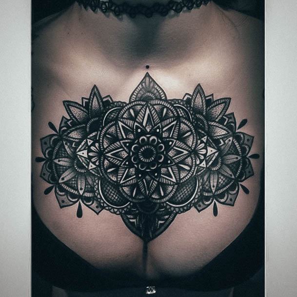 Stellar Body Art Tattoo For Girls Mandala Chest