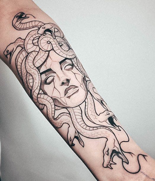 Stellar Body Art Tattoo For Girls Medusa Forearm