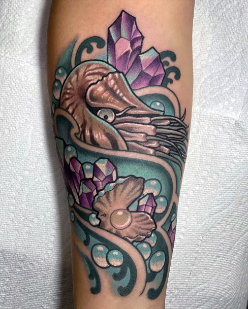 Stellar Body Art Tattoo For Girls Nautilus