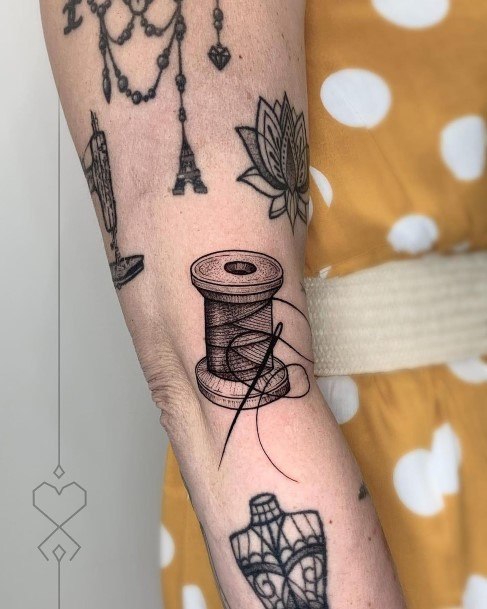 spool of thread tattoo