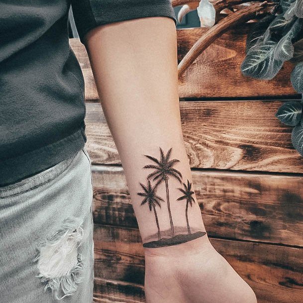 Stellar Body Art Tattoo For Girls Palm Tree