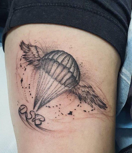 Stellar Body Art Tattoo For Girls Parachute Skydiving