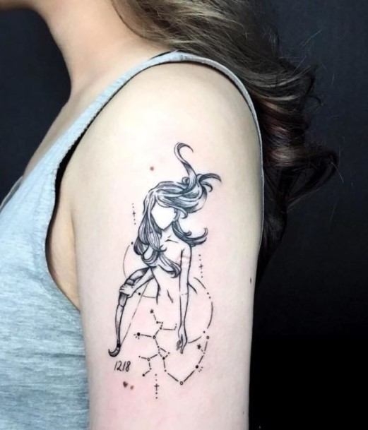 Stellar Body Art Tattoo For Girls Sagittarius