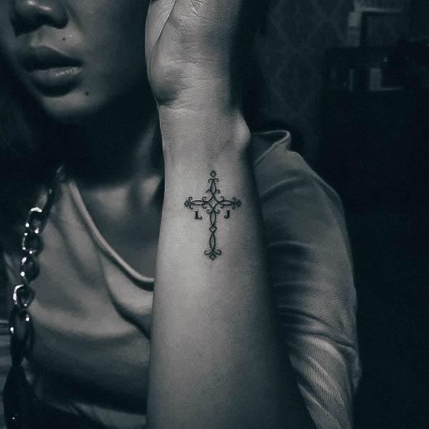 Stellar Body Art Tattoo For Girls Small Cross