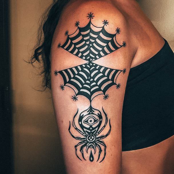 Stellar Body Art Tattoo For Girls Small Spider Web