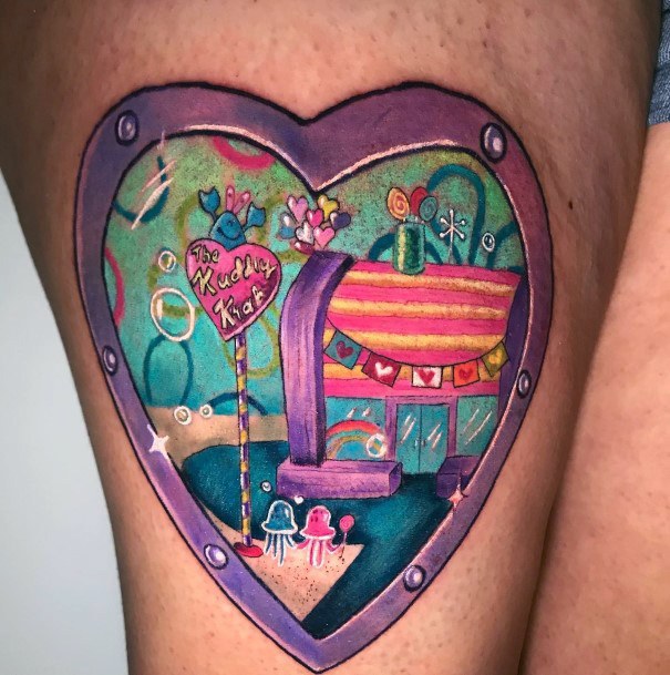 Stellar Body Art Tattoo For Girls Spongebob