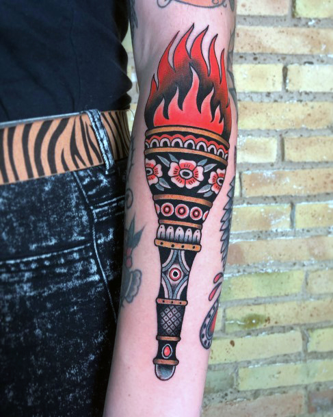 Stellar Body Art Tattoo For Girls Torch