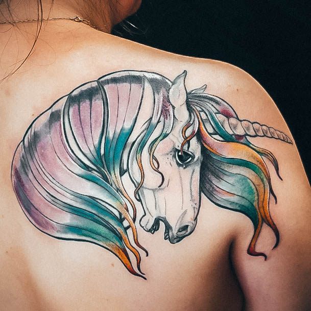 Stellar Body Art Tattoo For Girls Unicorn