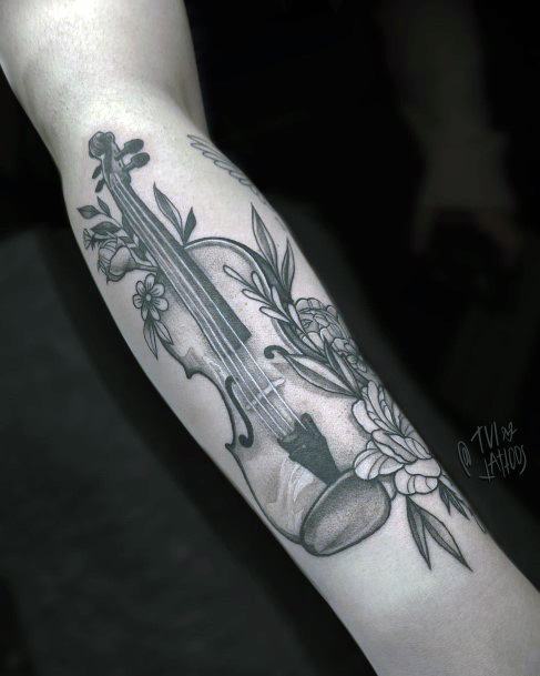 Stellar Body Art Tattoo For Girls Violin