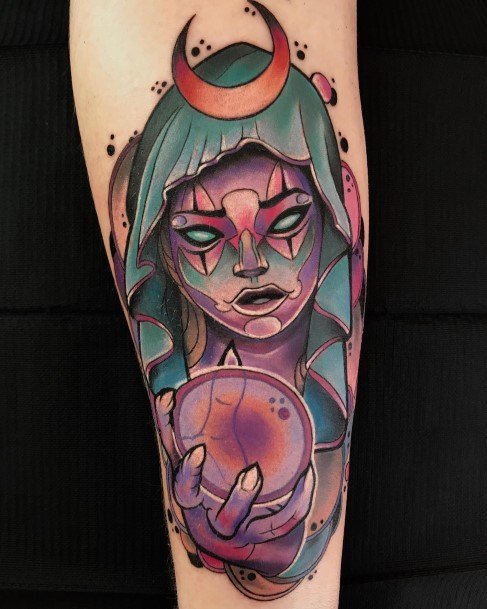 Stellar Body Art Tattoo For Girls Witch