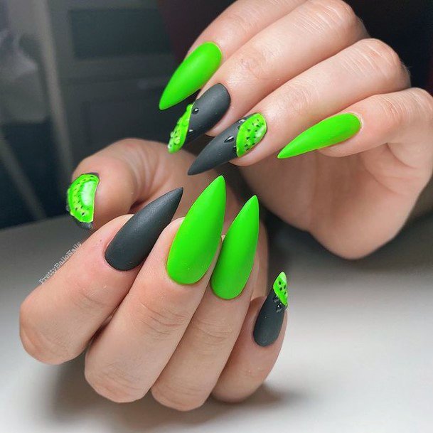 Stiletto Nails Black And Kiwi Womens Art