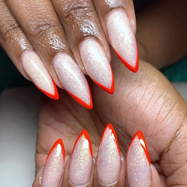 Stiletto Nails With Red Orange Tips For Women