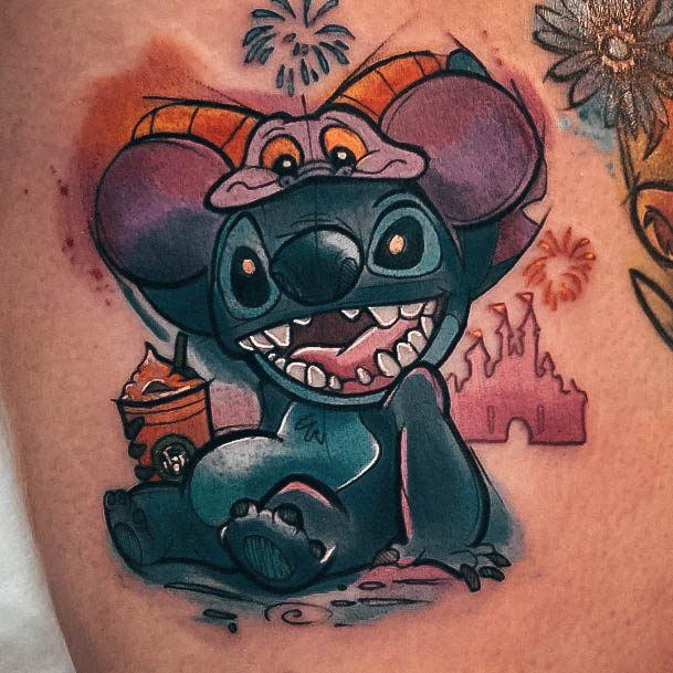 Stitch Watercolor Small Disney Tattoos For Women