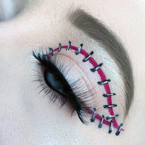 Stitched Eye Lids Halloween Eyeshadow Art Women