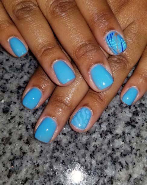 Stone Blue Square Nails For Women