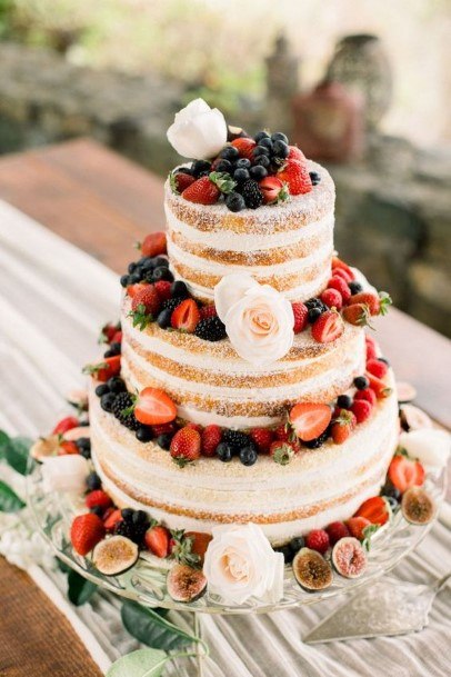 Strawberry Country Semi Naked Wedding Cake