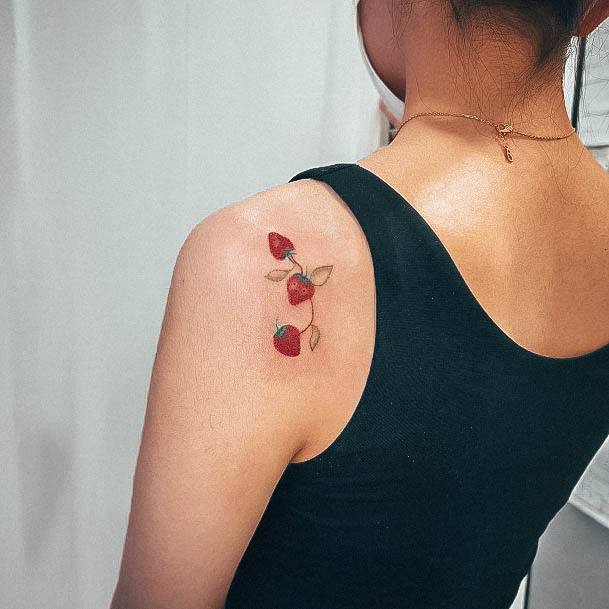 Strawberry Tattoo Designs For Girls