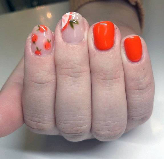 Striking Vibrant Orange Citrus Nail Design Ideas For Ladies