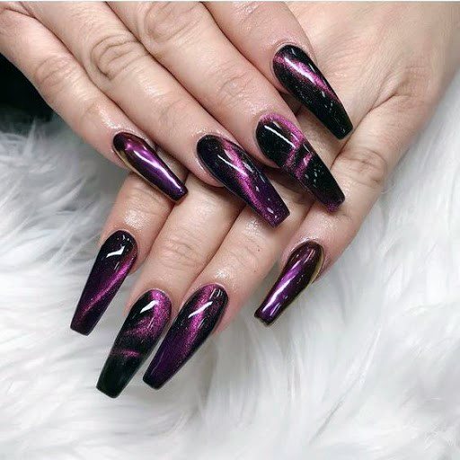 Strong Purple Hued Cat Eye Nails