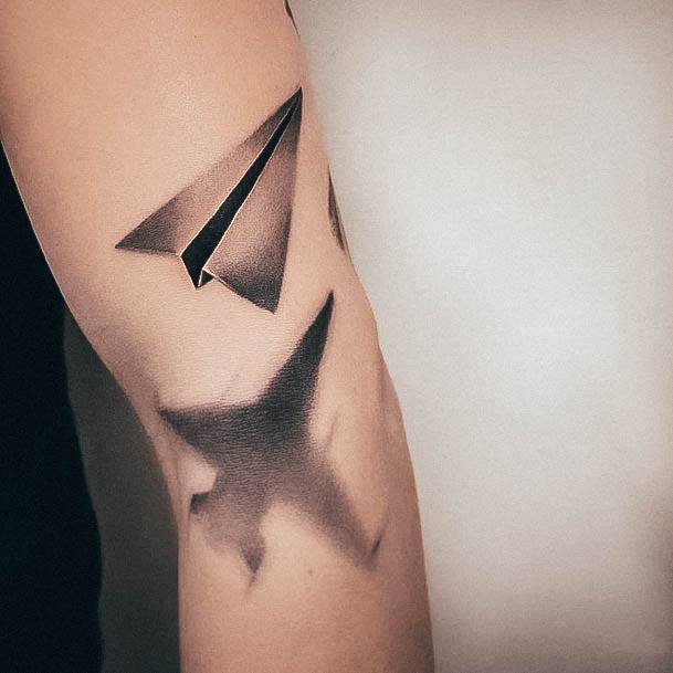 Stunning Airplane Tattoo On Lady