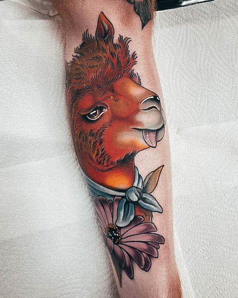 Stunning Alpaca Tattoo On Lady