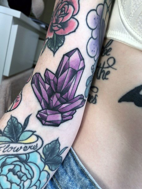 Stunning Amethyst Tattoo On Lady