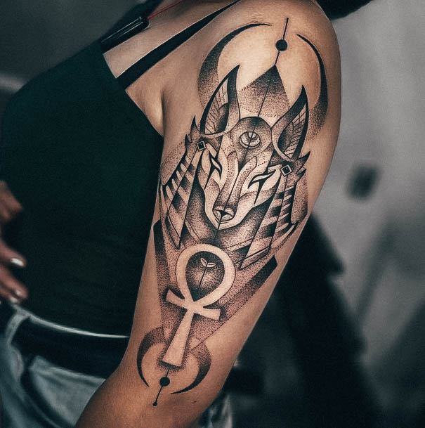 Stunning Anubis Tattoo On Lady